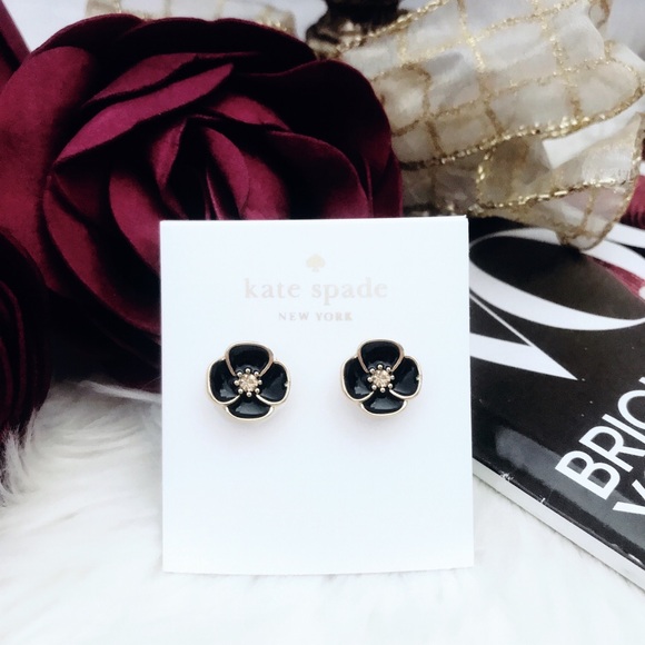 KATE SPADE • Black Floral Flutter Flower Earrings - Picture 3 of 3